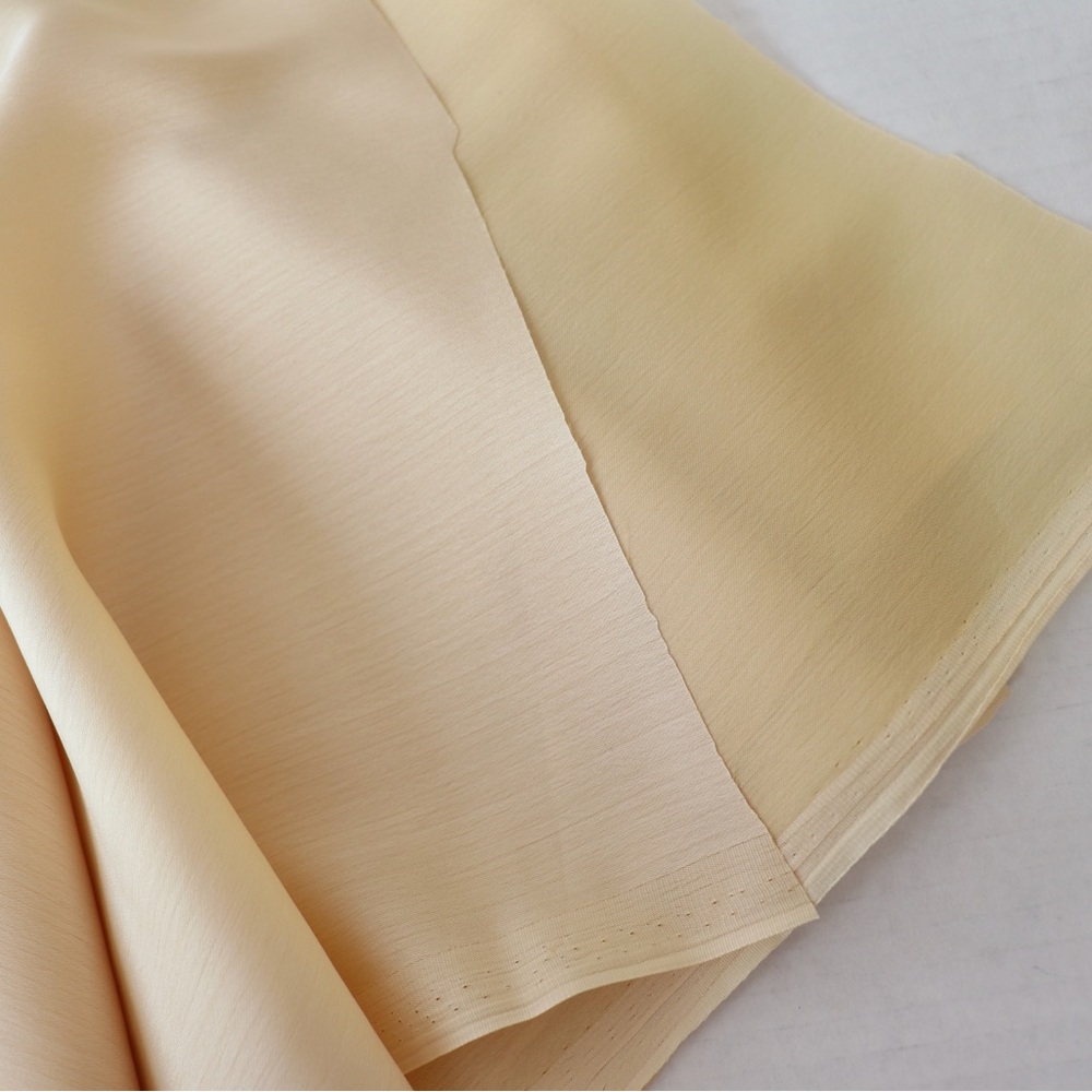 Pale yellow polyester satin faded chiffon fabric, 1 yard